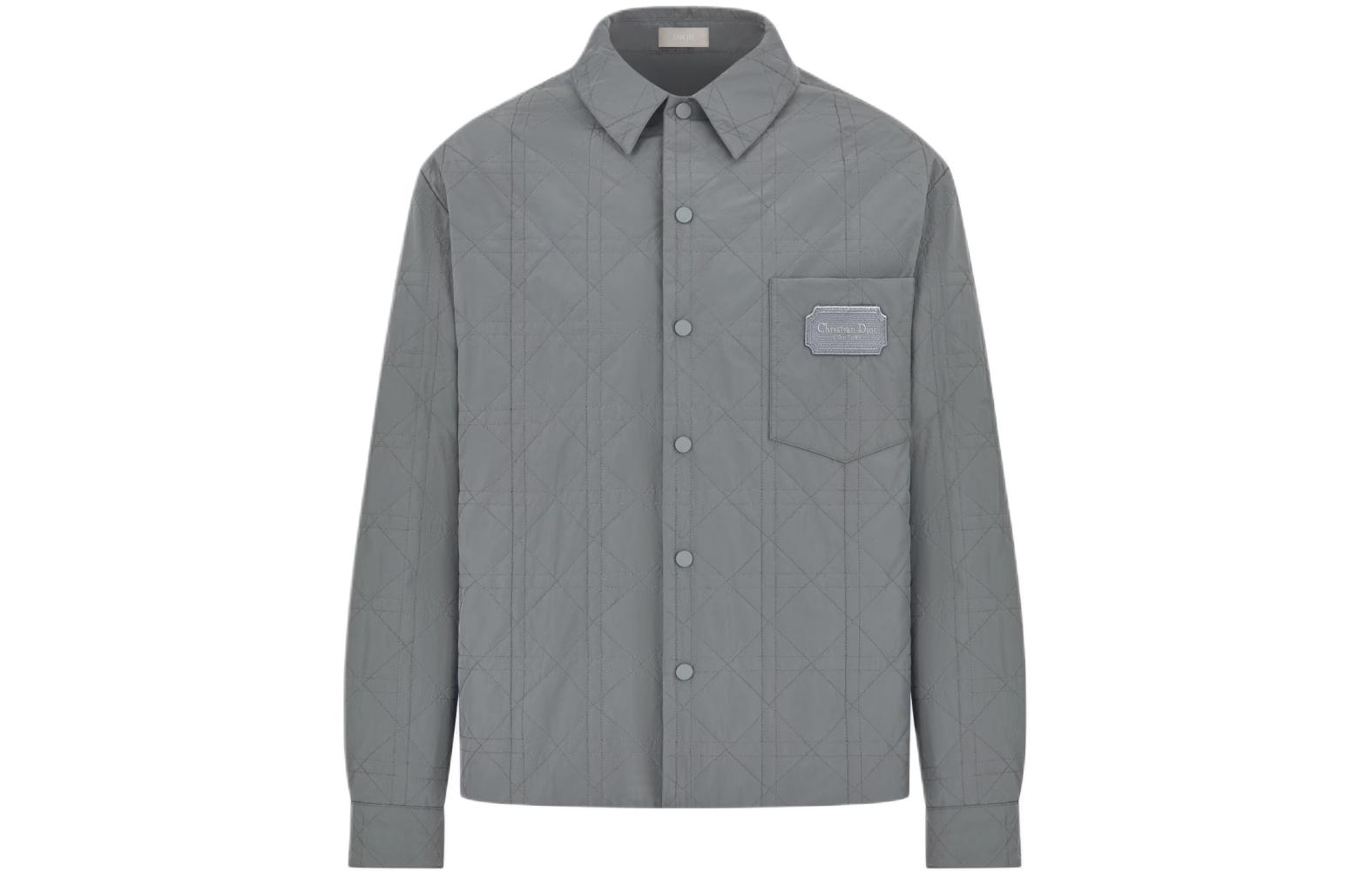 Order Dior SS24 Grey Single-Breasted Logo Long Sleeve Jacket 313C509AA106-C830
