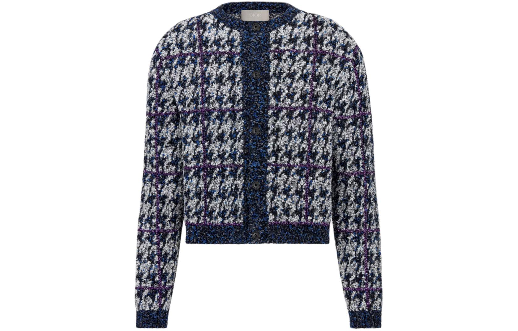 DIOR SS24 Houndstooth Button-Up Gray Knit Cardigan for Men. 483M231AT805-C580 圖 2