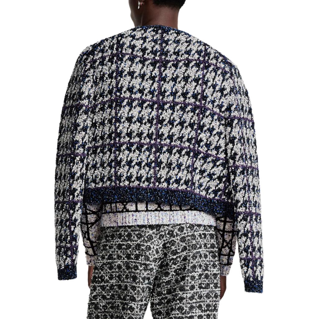 DIOR SS24 Houndstooth Button-Up Gray Knit Cardigan for Men. 483M231AT805-C580 圖 6