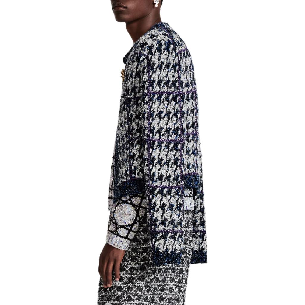 DIOR SS24 Houndstooth Button-Up Gray Knit Cardigan for Men. 483M231AT805-C580 圖 7