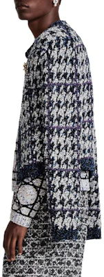 Cárdigan Gris Tejido DIOR SS24 de Hombre con Botones y Estampado Pied de Poule. 483M231AT805-C580 Sizing Cárdigan Gris Tejido DIOR SS24 de Hombre con Botones y Estampado Pied de Poule. 483M231AT805-C580