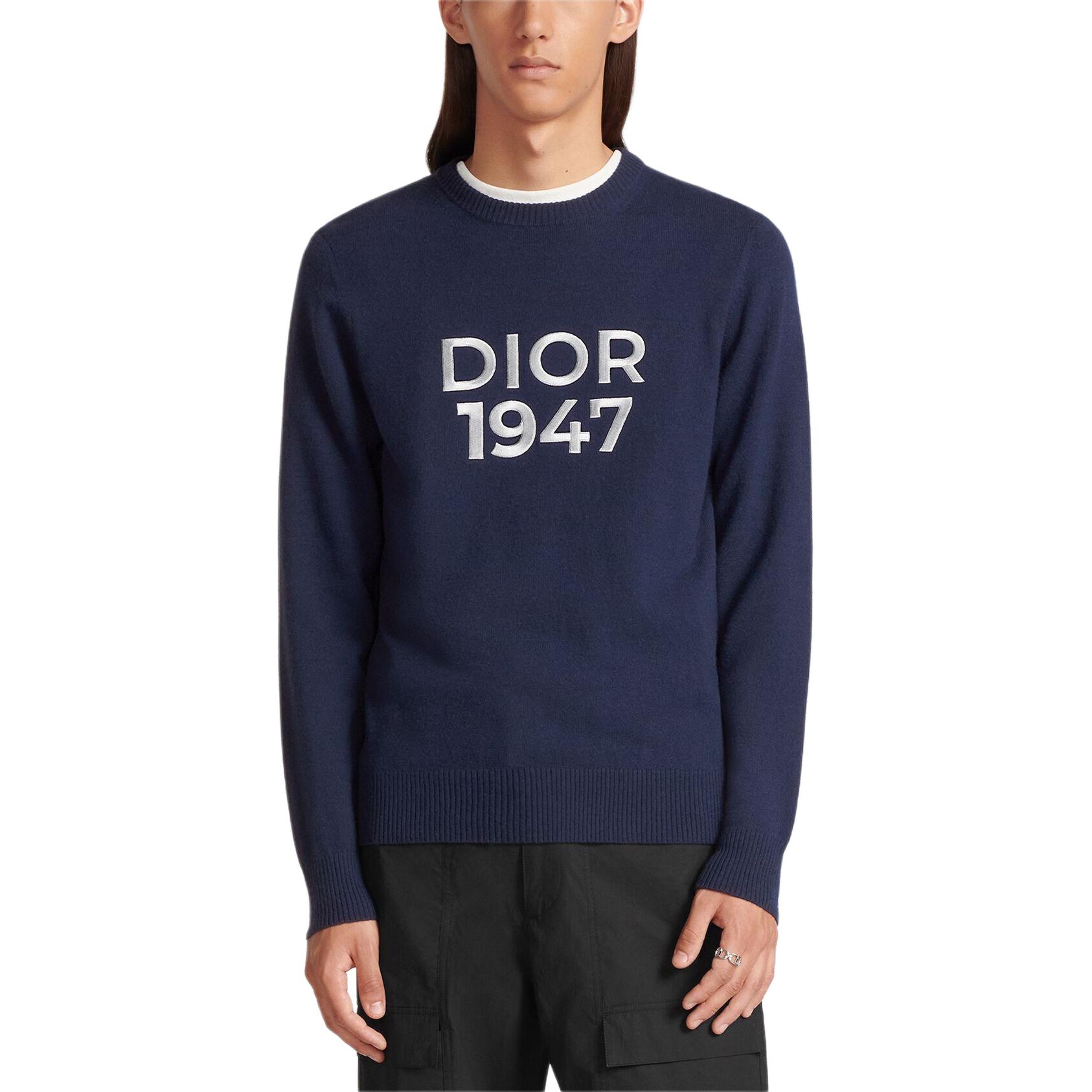Shop DIOR SS24 Sweater Knit Lengan Panjang Logo Letter Crewneck. 413M653AT759-C580
