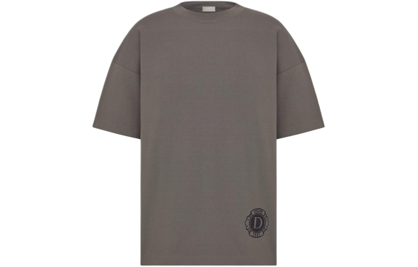 Order DIOR SS24 レターロゴプリント クルーネック 半袖Tシャツ メンズ グレー 483M648AT823-C889