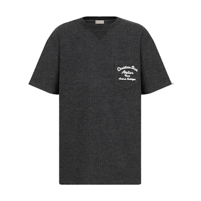 Dior SS24 Letter Print Crewneck Casual T-Shirt Gray 213J637A0739-C870