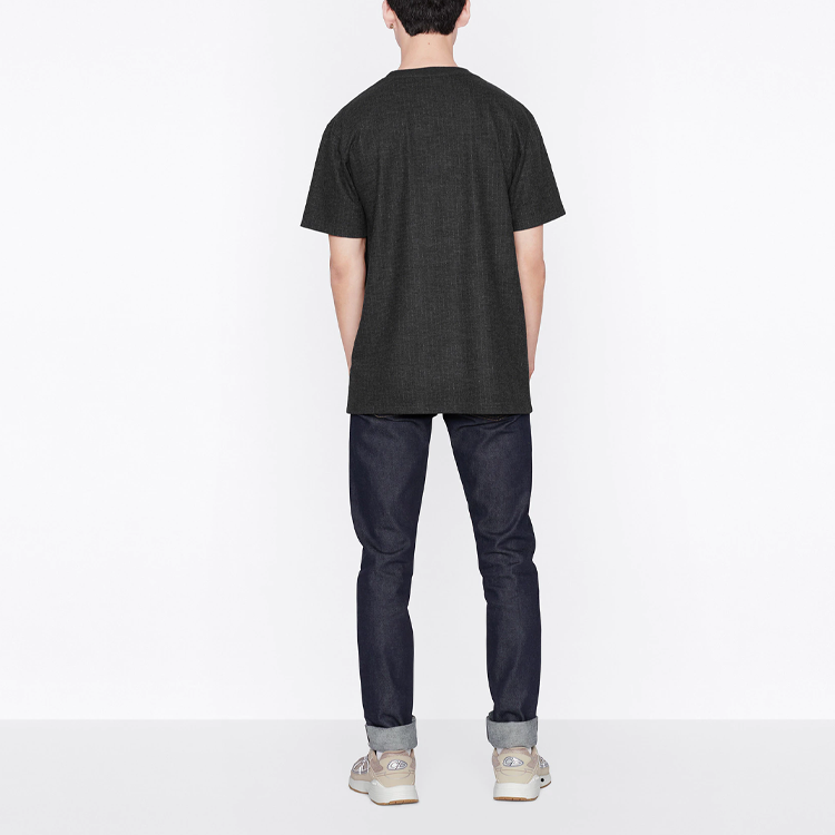 Purchase Dior 2024春夏字母印花灰色圆领休闲T恤 213J637A0739-C870