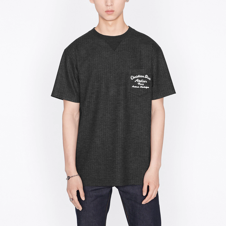 Sizing Dior 2024春夏字母印花灰色圆领休闲T恤 213J637A0739-C870