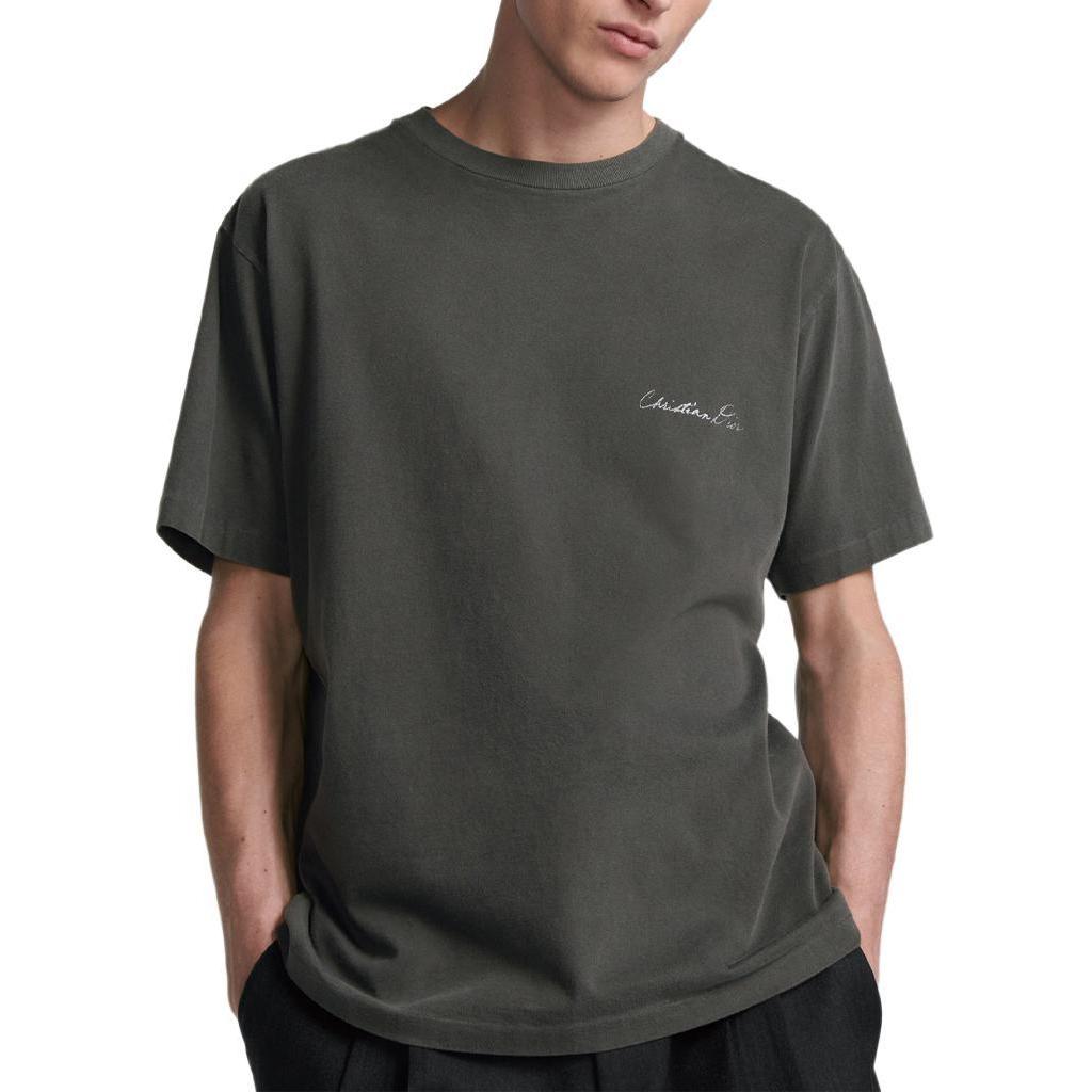 Shop DIOR SS24 Logo Cetak Baju Kelabu Oversize Crewneck Kasual Lelaki. 493J696B0817-C889