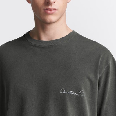 DIOR SS24 Logo Cetak Baju Kelabu Oversize Crewneck Kasual Lelaki. 493J696B0817-C889 Details for DIOR SS24 Logo Cetak Baju Kelabu Oversize Crewneck Kasual Lelaki. 493J696B0817-C889