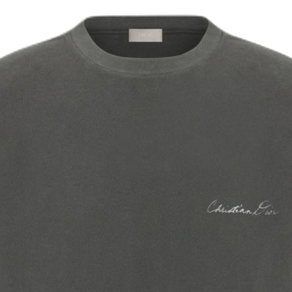 Cheap DIOR SS24 Logo Cetak Baju Kelabu Oversize Crewneck Kasual Lelaki. 493J696B0817-C889