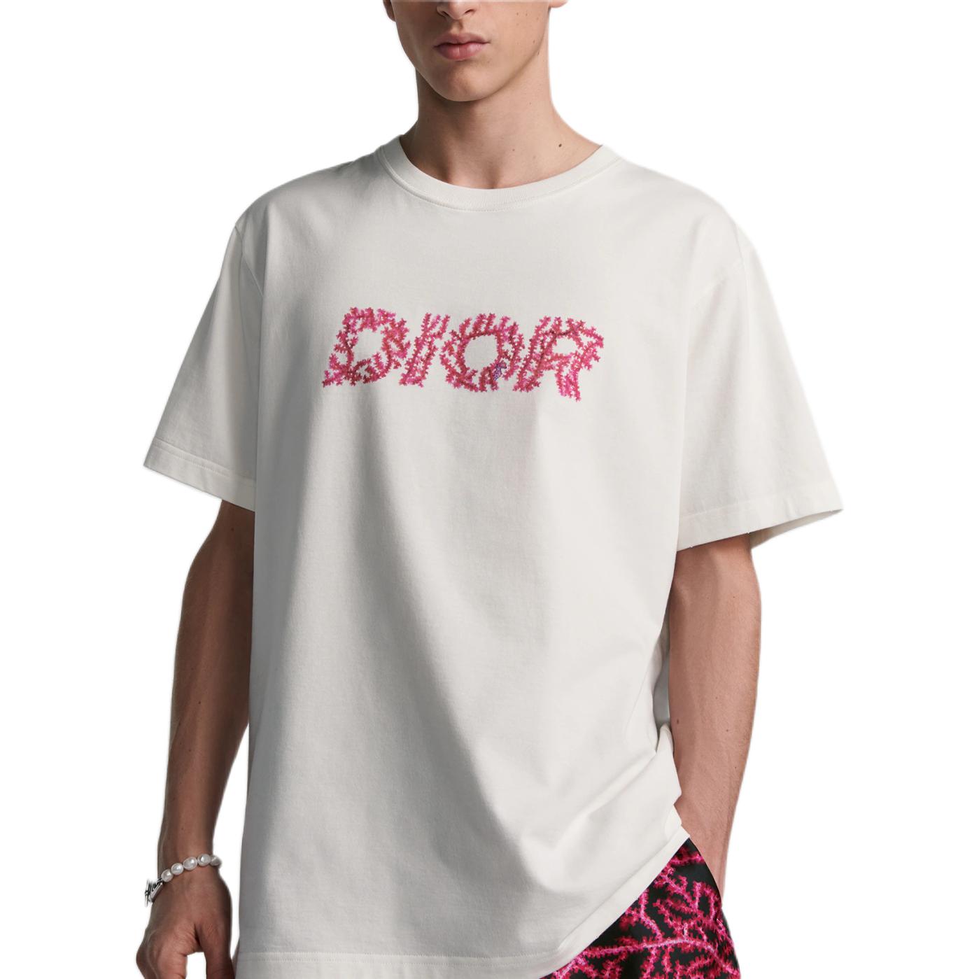 Details for DIOR SS24 Camiseta Blanca Logo Impreso Fit Suelto Cuello Redondo 483J696C0847-C084