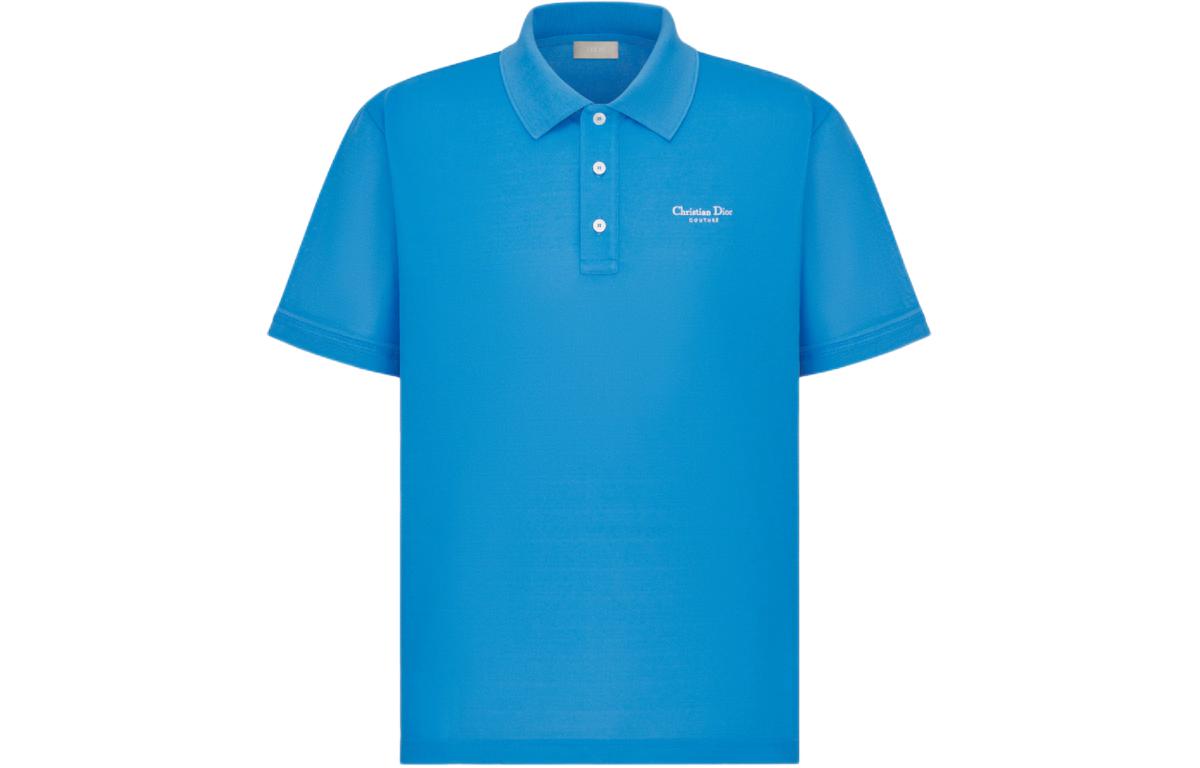 Order 迪奥 SS24 蓝色男士直筒剪裁印花单排扣Polo衫 483J834A0931-C580