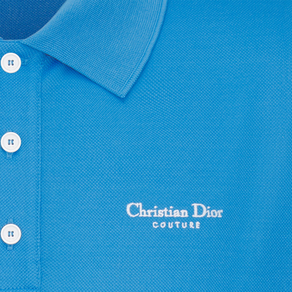 Shop 迪奥 SS24 蓝色男士直筒剪裁印花单排扣Polo衫 483J834A0931-C580