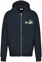 DIOR SS24 Navy Blue Cartoon Logo Hoodie Zip-Up. 413J647A0807-C580 DIOR SS24 Navy Blue Cartoon Logo Hoodie Zip-Up. 413J647A0807-C580