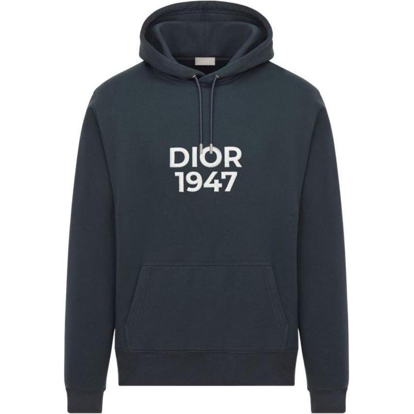 DIOR SS24 Navy Blue Logo Print Hoodie  Casual Long Sleeve Sweatshirt 413J691B0531-C580