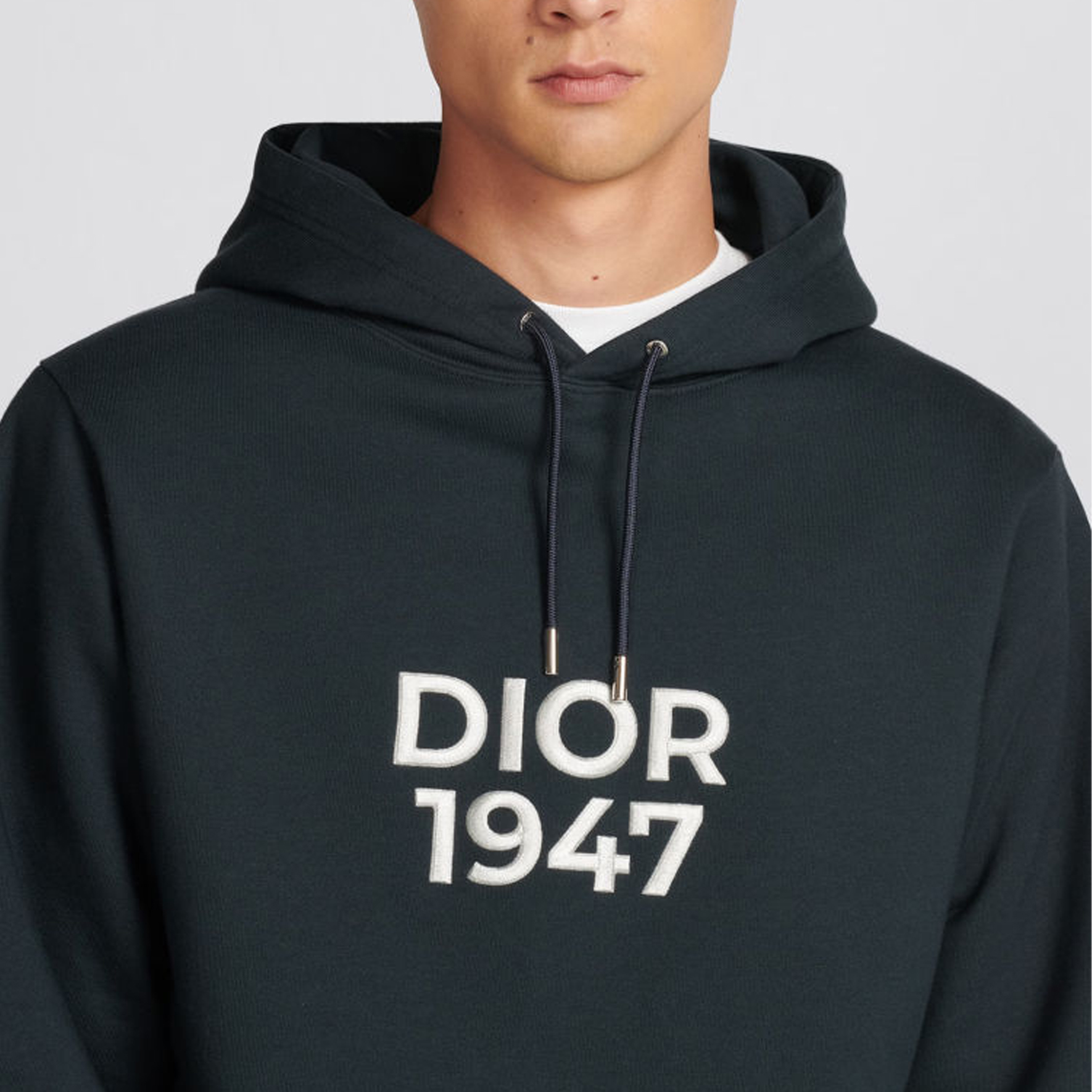 Cheap DIOR SS24 Hoodie Biru Navy Logo Print Lengan Panjang Sweater Kasual. 413J691B0531-C580