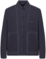 DIOR SS24 Navy Blue Loose-Fit Jacket with Logo Pattern 413C208A6002-C540 DIOR SS24 Navy Blue Loose-Fit Jacket with Logo Pattern 413C208A6002-C540