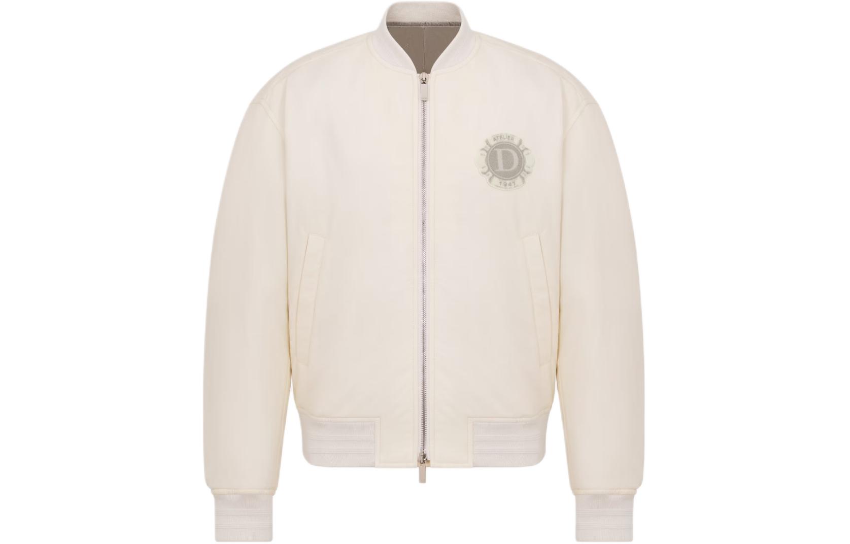 DIOR SS24 Off-White Zip-Up Jacket with Logo Print 143C432G6107-C181