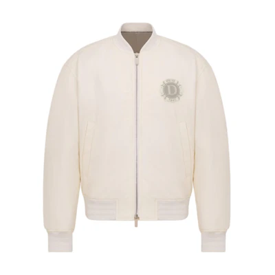 DIOR SS24 Off-White Zip-Up Jacket with Logo Print 143C432G6107-C181