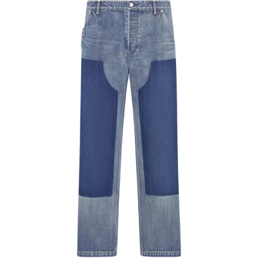 DIOR SS24 Patchwork Loose Fit Mid-Rise Denim Cargo Pants Blue Men’s. 493D183AY552-C588