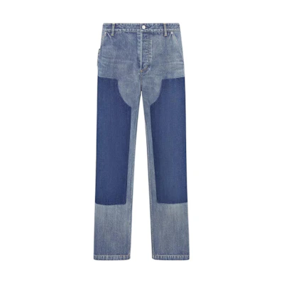 DIOR SS24 Patchwork Loose Fit Mid-Rise Denim Cargo Pants Blue Men’s. 493D183AY552-C588