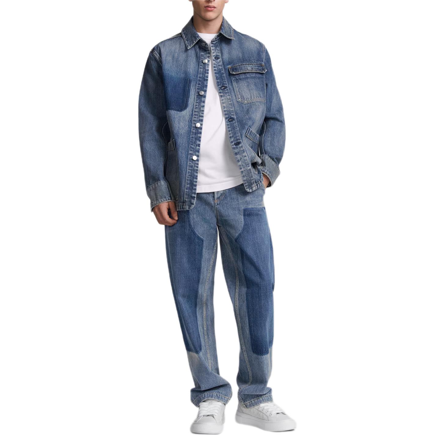 Shop 디올 SS24 패치워크 루즈핏 미드라이즈 데님 카고 팬츠 블루 남성. 493D183AY552-C588