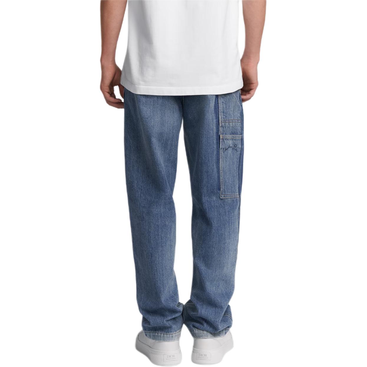 Details for 디올 SS24 패치워크 루즈핏 미드라이즈 데님 카고 팬츠 블루 남성. 493D183AY552-C588