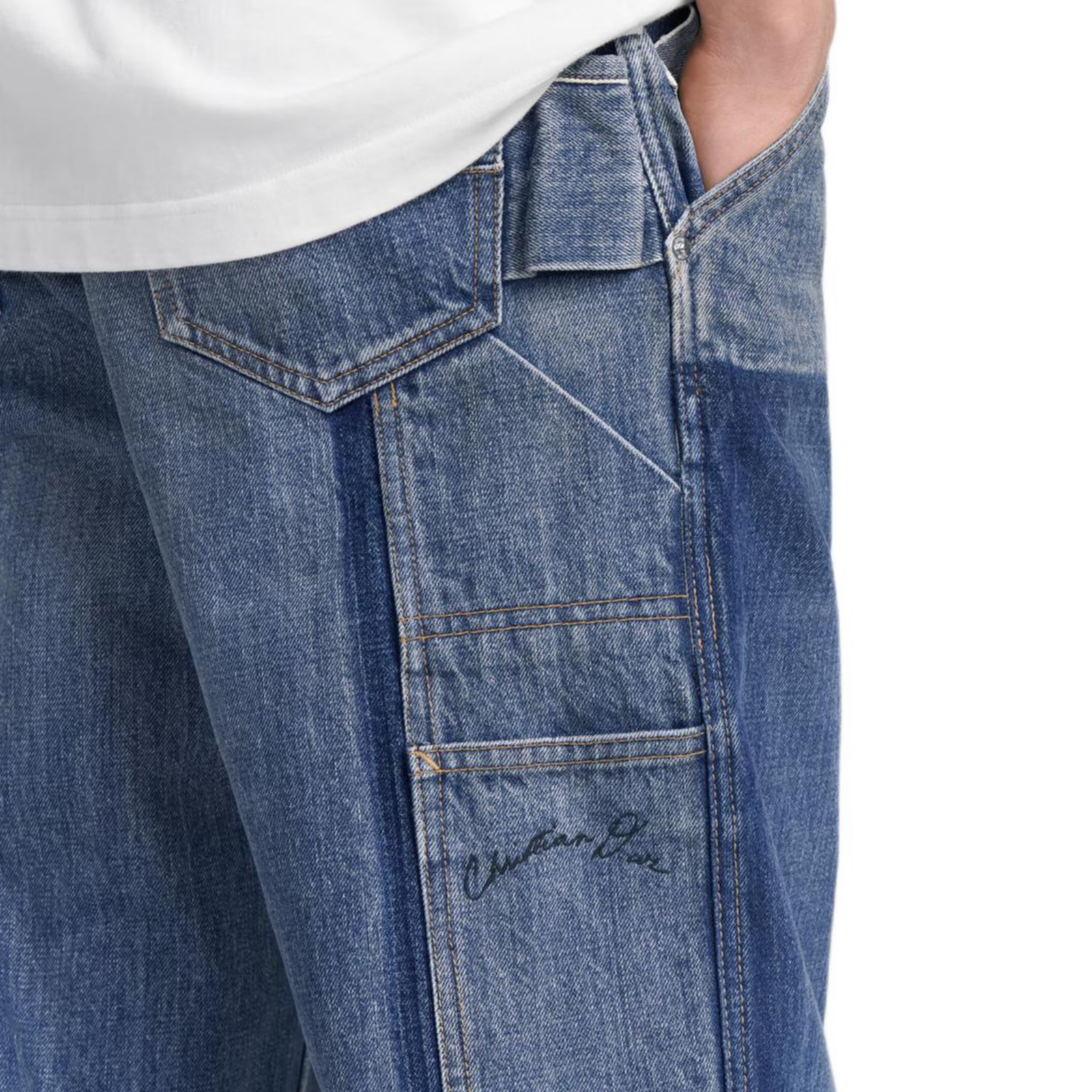 Sizing 디올 SS24 패치워크 루즈핏 미드라이즈 데님 카고 팬츠 블루 남성. 493D183AY552-C588