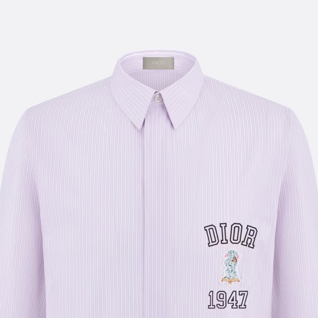 Cheap DIOR 男士SS24粉色刺绣标志长袖衬衫. 483C574A5982-C079