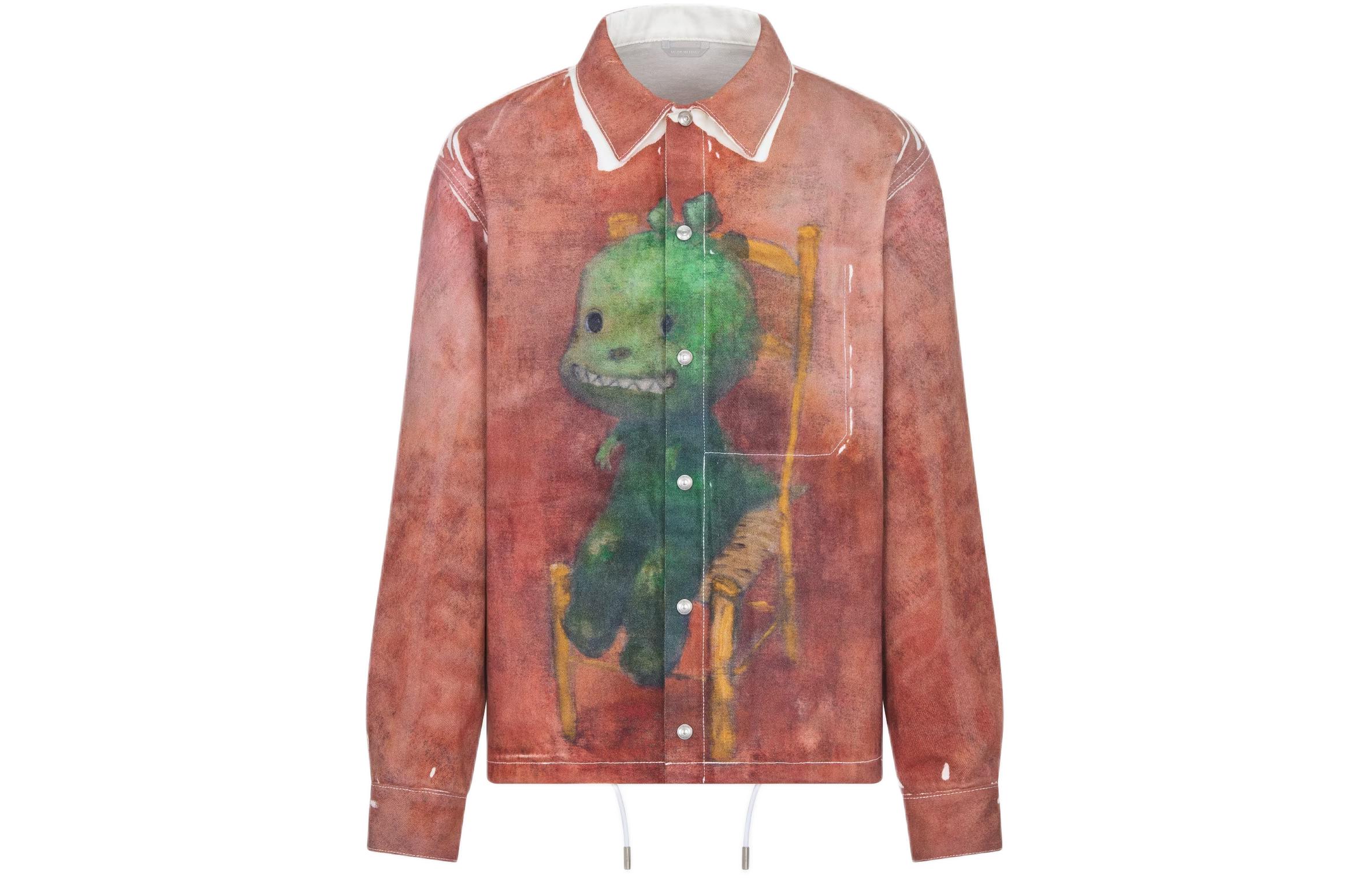 DIOR SS24 Red Cartoon Print Cotton Twill Button-Up Jacket Menswear 413D492A355X-C970