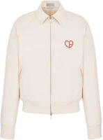 Dior SS24 White Logo Heart Embroidered Wide Collar Zip Jacket 493D486A384X-C083 Dior SS24 White Logo Heart Embroidered Wide Collar Zip Jacket 493D486A384X-C083