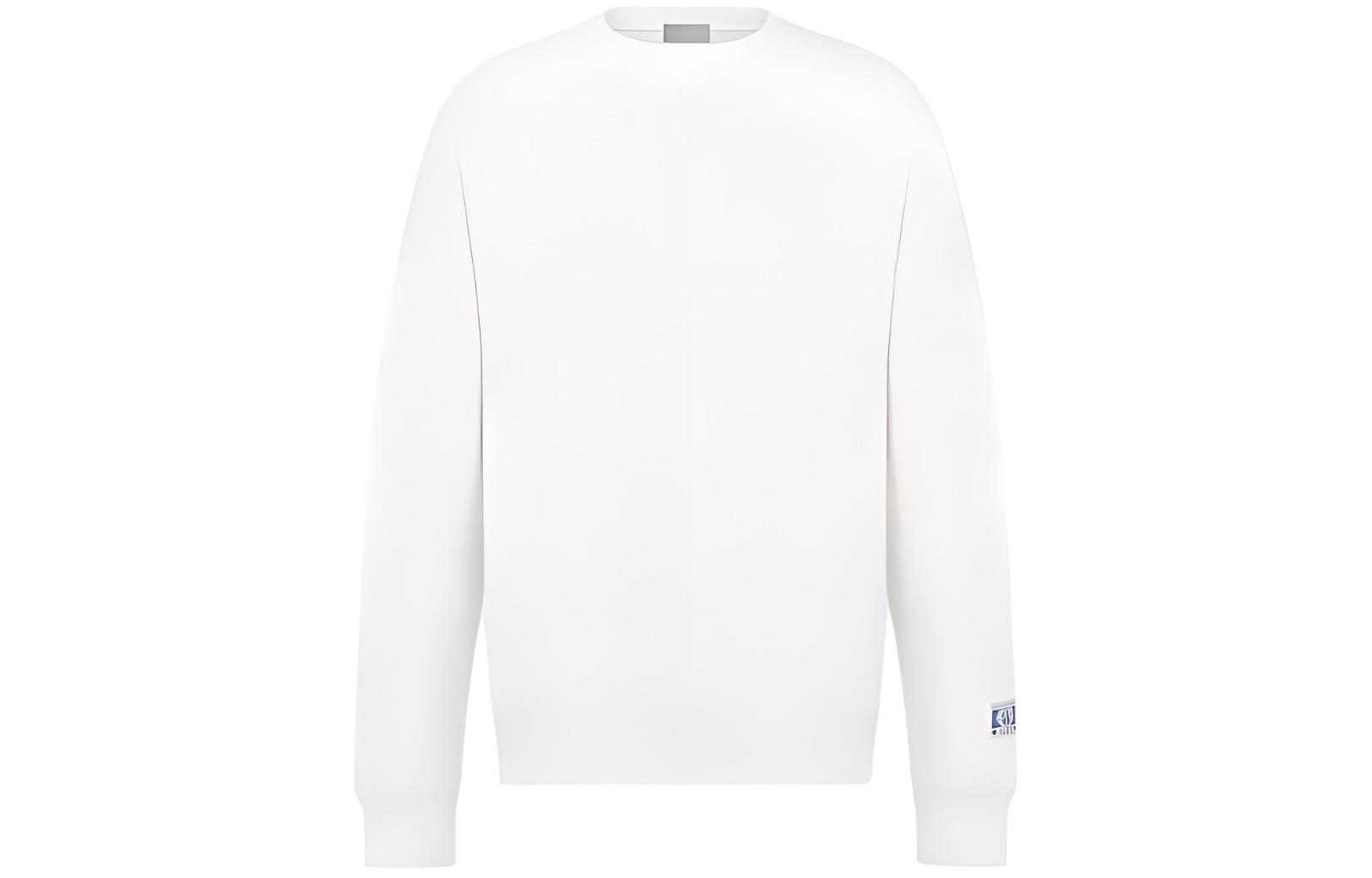 DIOR SS24 White Logo Print Loose-Fit Long-Sleeve Sweatshirt 493J643A0531-C085
