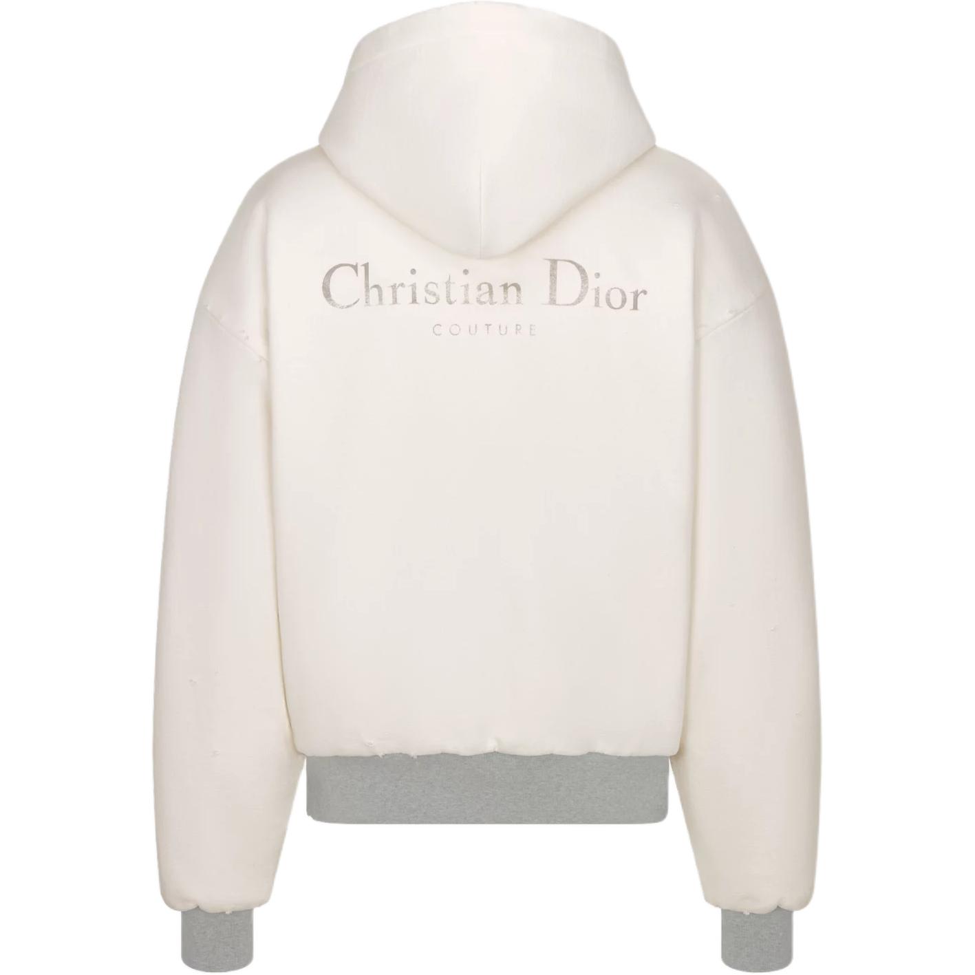DIOR SS24 White Logo Print Oversized Hoodie 343J691A0878-C088