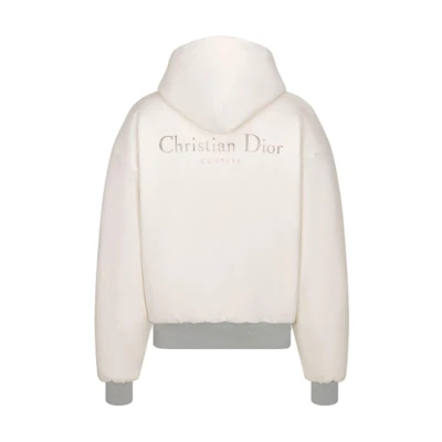 DIOR SS24 White Logo Print Oversized Hoodie 343J691A0878-C088