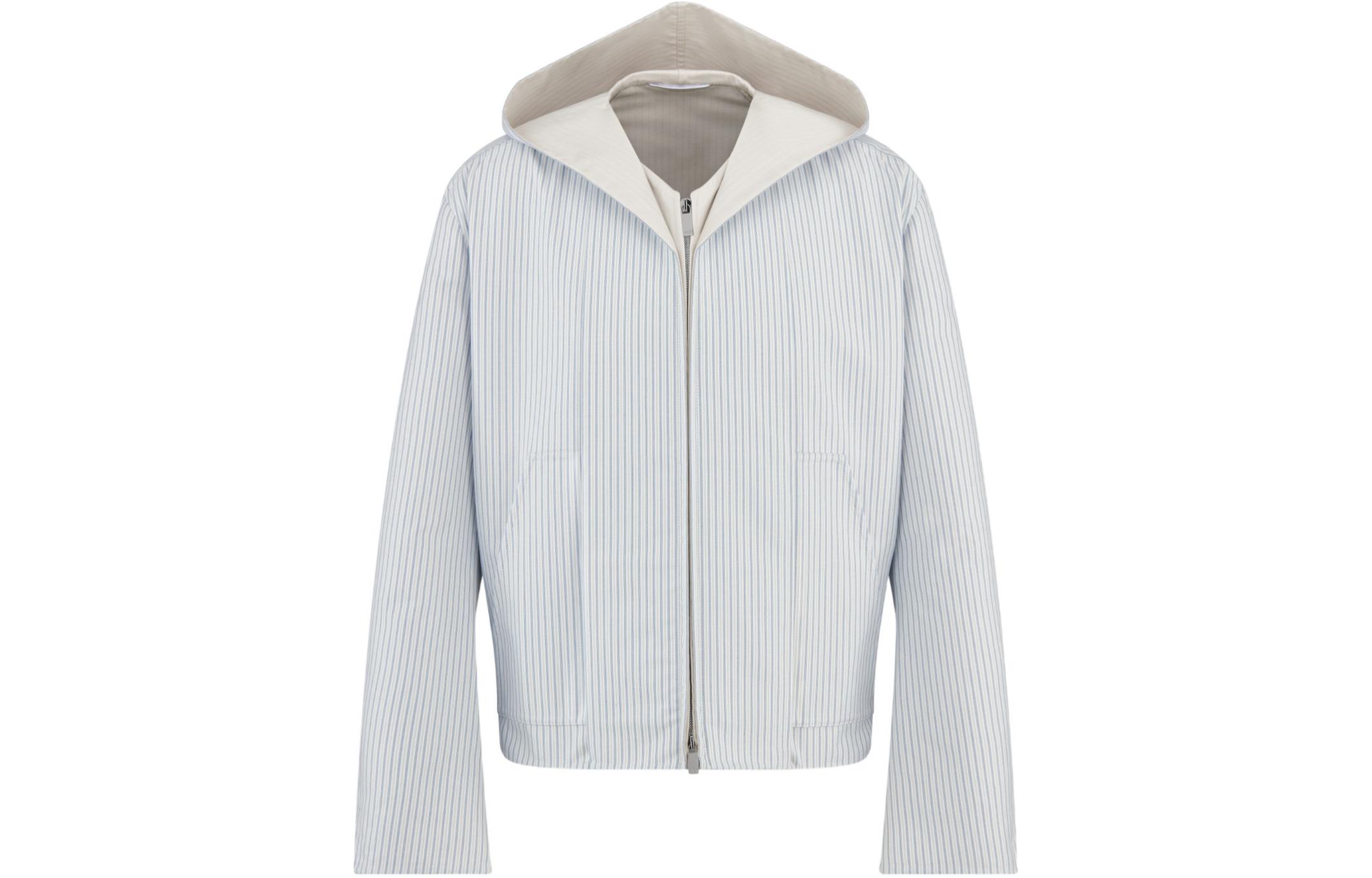 DIOR SS24 White Striped Double-Zip Hoodie Jacket 483C450A6123-C085
