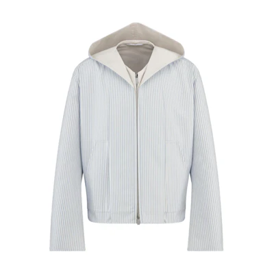 DIOR SS24 White Striped Double-Zip Hoodie Jacket 483C450A6123-C085
