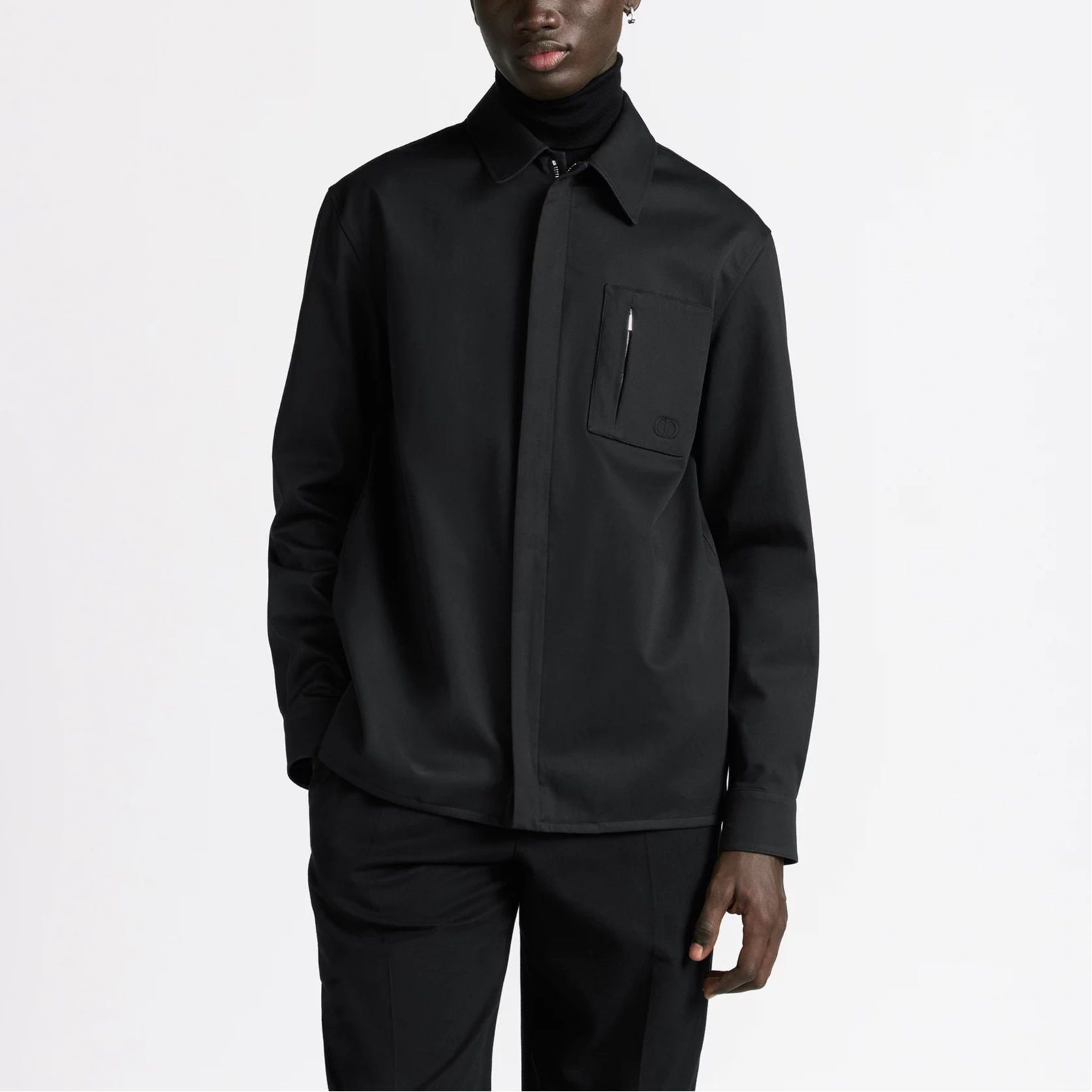 DIOR SS25  Black Cotton Gabardine Long Sleeve Shirt with CD Icon Embroidery. 513C542A6472-C989 圖 4