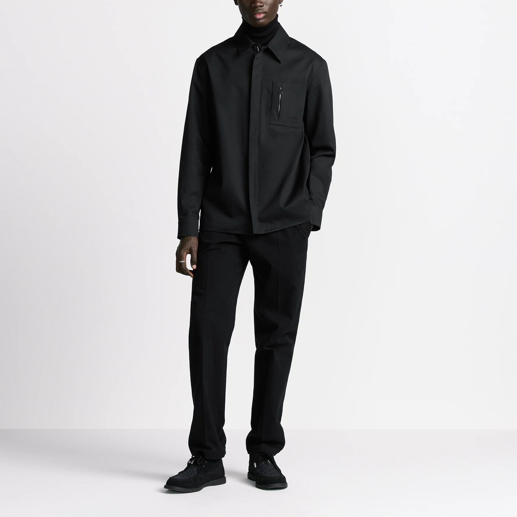 DIOR SS25  Black Cotton Gabardine Long Sleeve Shirt with CD Icon Embroidery. 513C542A6472-C989 圖 6