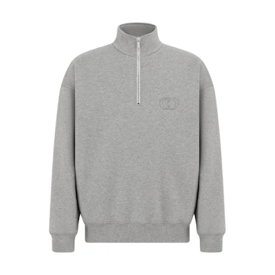 DIOR SS25 Embroidered Half-Zip Sweatshirt Gray - Spring Ready-to-Wear. 513J635A0531-C878