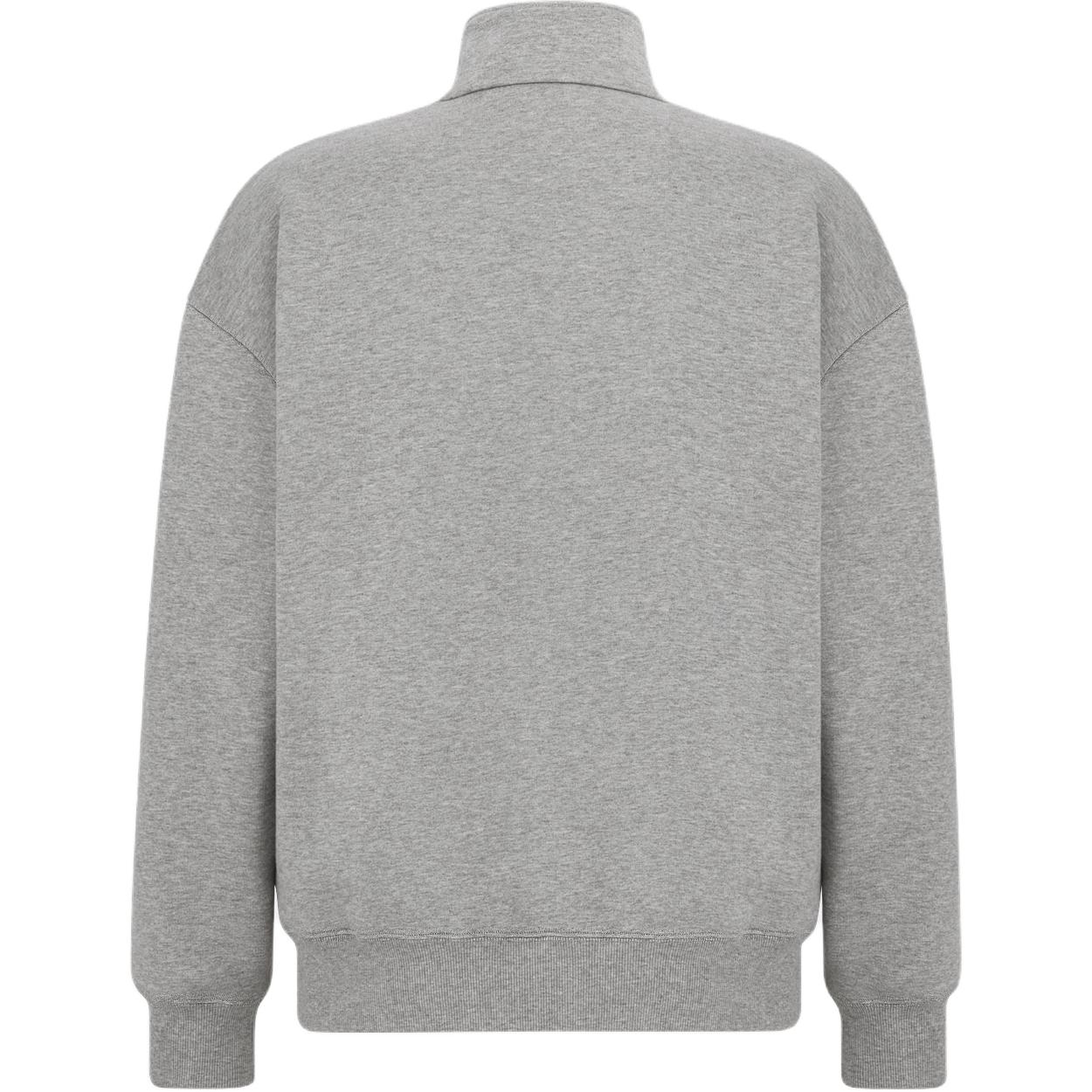 Lookbook DIOR SS25 刺绣半拉链灰色卫衣 - 春季时尚穿搭。 513J635A0531-C878