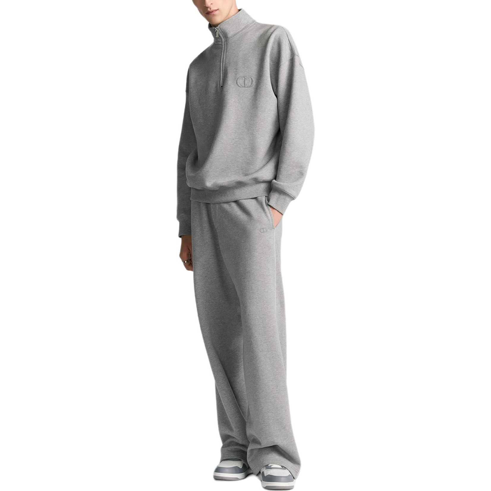 Details for DIOR SS25 刺绣半拉链灰色卫衣 - 春季时尚穿搭。 513J635A0531-C878