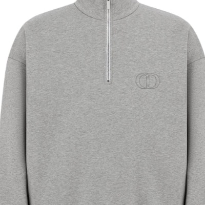 DIOR SS25 刺绣半拉链灰色卫衣 - 春季时尚穿搭。 513J635A0531-C878 Sizing DIOR SS25 刺绣半拉链灰色卫衣 - 春季时尚穿搭。 513J635A0531-C878