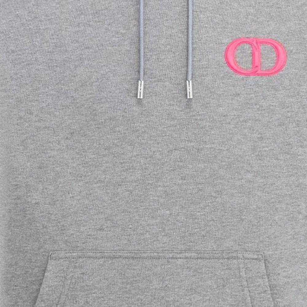 Sizing 디올 SS25 회색 자수 로고 후디. 113J698B0531-C884