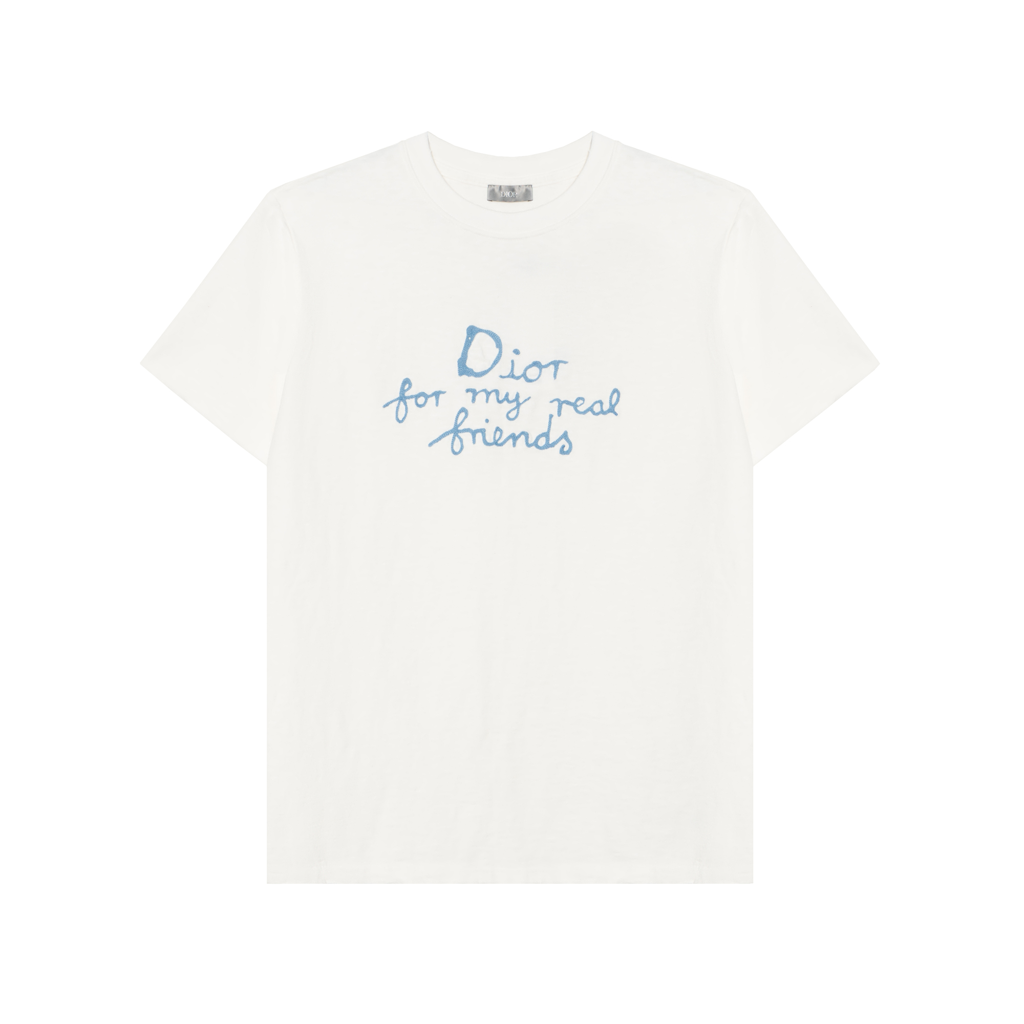 DIOR SS25  Logo Embroidered Crewneck White T-Shirt 583J696A0849-C085