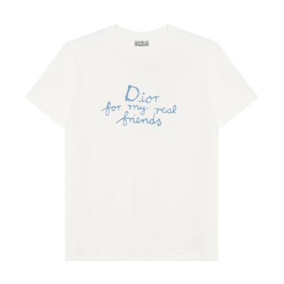 DIOR SS25 Logo Embroidered Crewneck White T-Shirt 583J696A0849-C085
