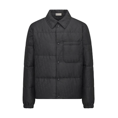 DIOR SS25 Oblique Print Wide Collar Button-Up Shirt Jacket - Black 513C414A6479-C989