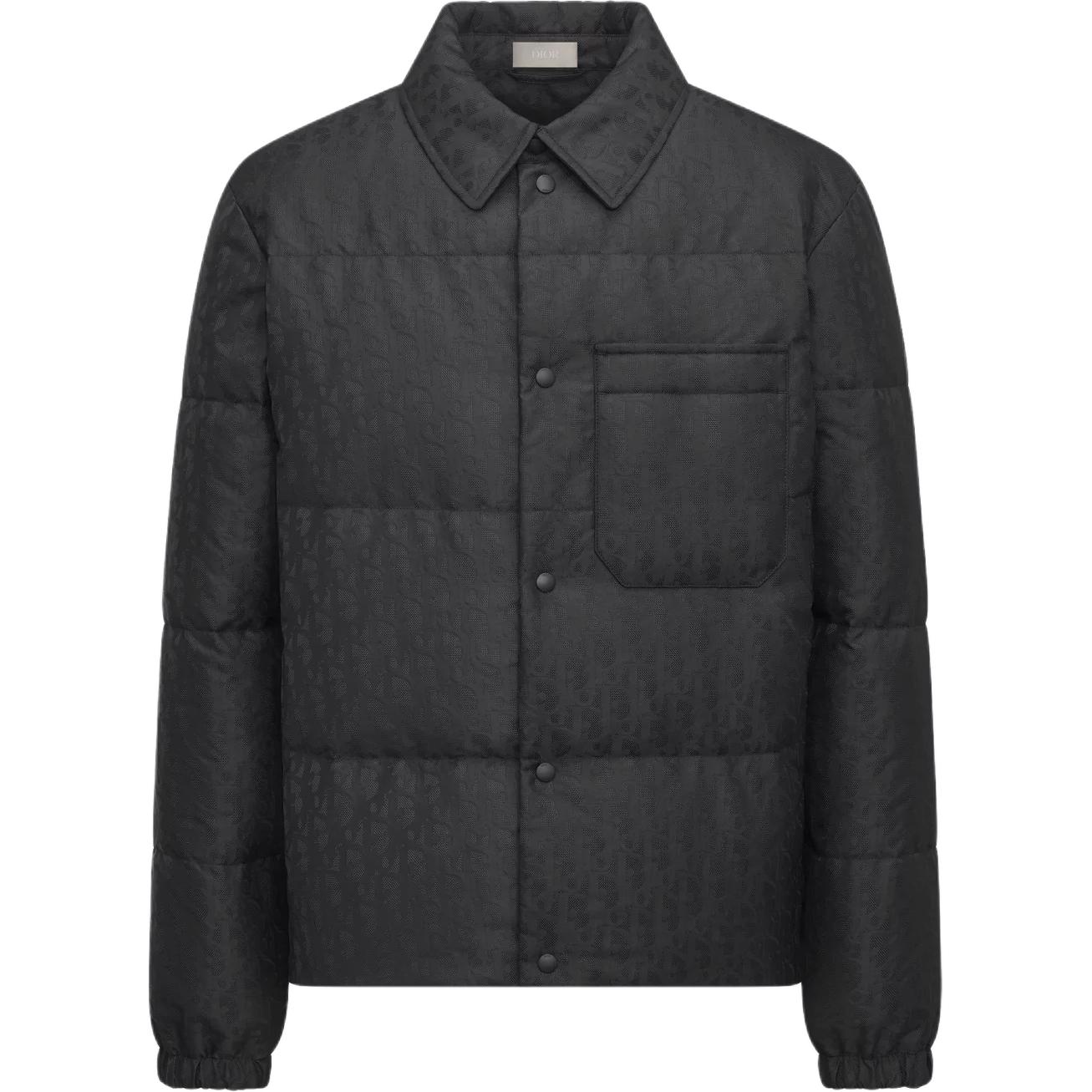 DIOR SS25  Oblique Print Wide Collar Button-Up Shirt Jacket - Black 513C414A6479-C989 圖 2