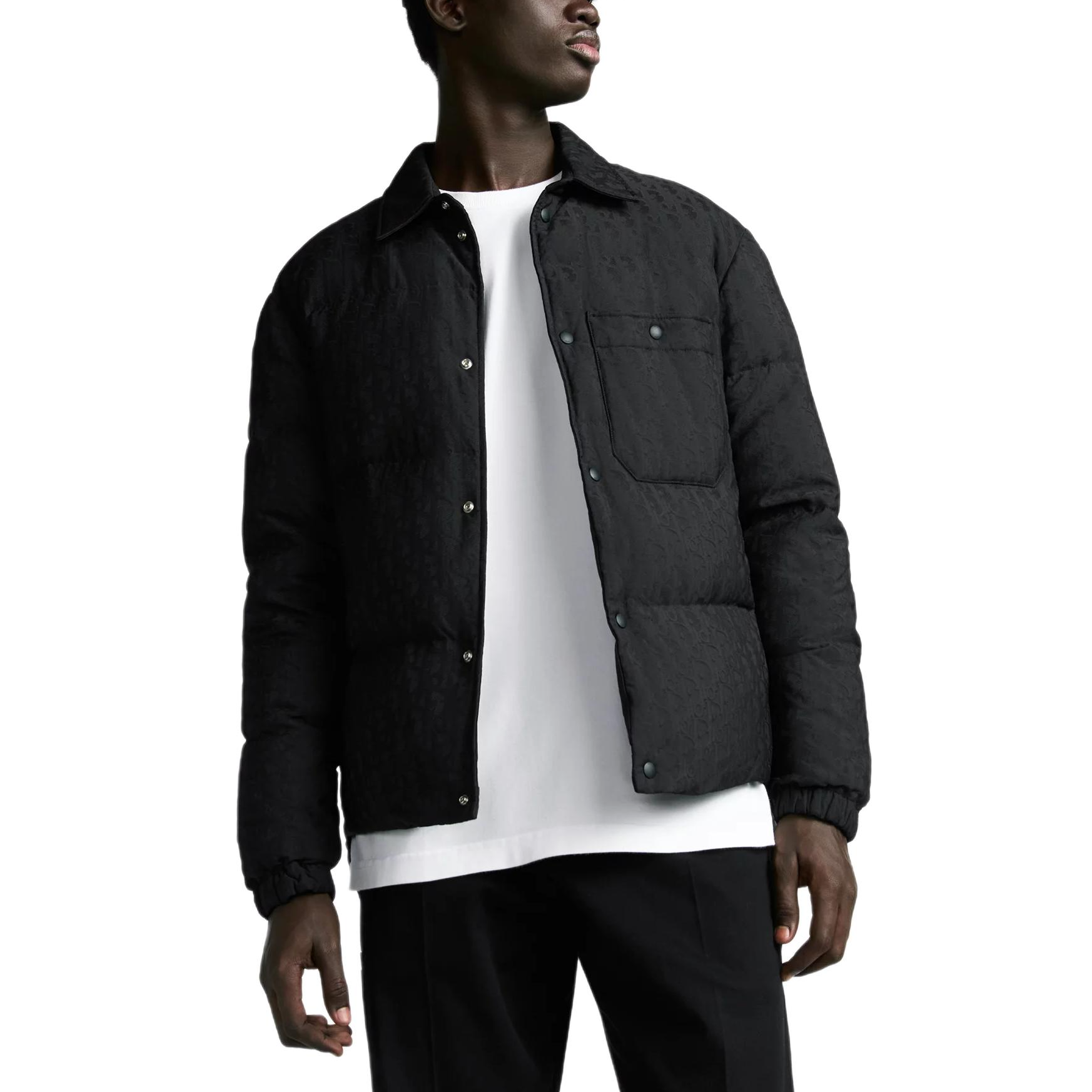 DIOR SS25  Oblique Print Wide Collar Button-Up Shirt Jacket - Black 513C414A6479-C989 圖 6