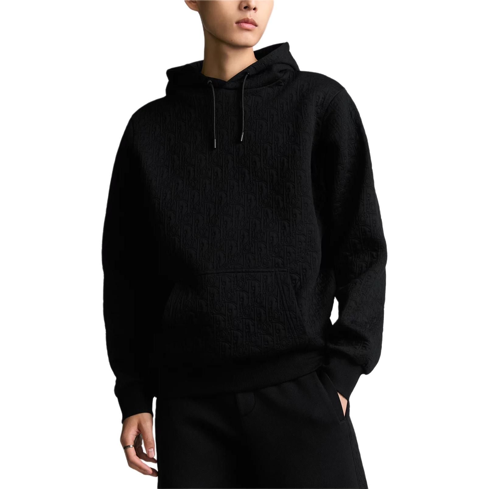 Details for DIOR SS25  Quilted Print Drawstring Hoodie Black - Spring Collection. 513J626A0978-C900