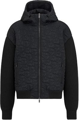 DIOR SS26 Oblique Print Black Cotton-Blend Knit Hoodie Jacket. 513M433A7002-C901 Order DIOR SS26 Oblique Print Black Cotton-Blend Knit Hoodie Jacket. 513M433A7002-C901