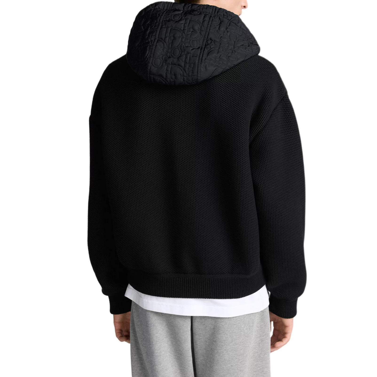 Purchase DIOR SS26  Oblique Print Black Cotton-Blend Knit Hoodie Jacket. 513M433A7002-C901